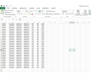 excel liste mit adressen erstellen